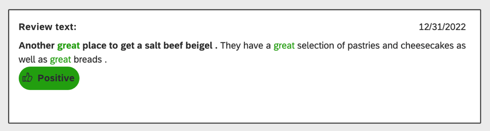 sentiment next to a sentence in a mention