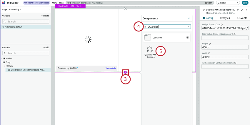 ajouter le widget Qualtrics à la page