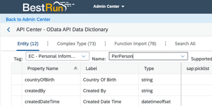 Suche nach einem Feld in SuccessFactors, um seinen Pfad zu finden