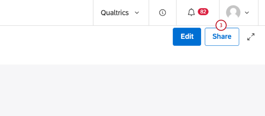 Click the Share button in the dashboard header.