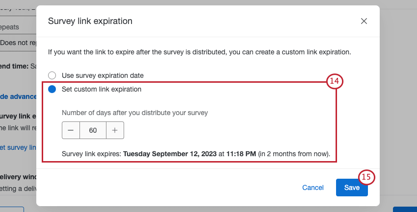 setting a custom link expiration