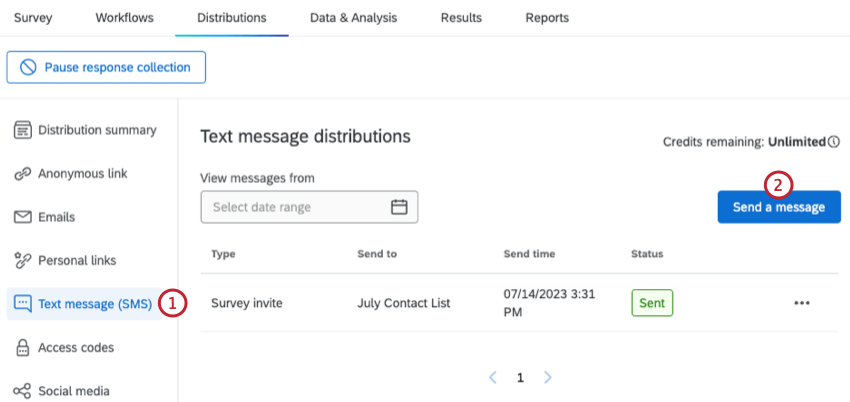 Create SMS distribution