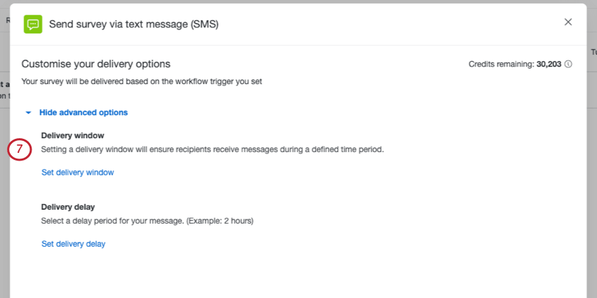 User interface says Delivery window - setting a delivery window will ensure recipients receive messages during a time period