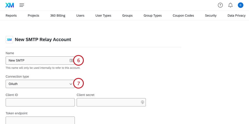 giving the connection an name and choosing Oauth