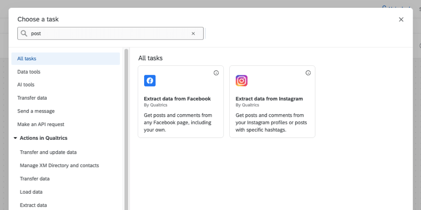 tâches dextraction de facebook et dinsta