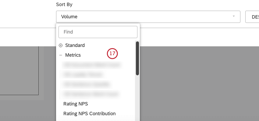 You can sort the Metrics metric by a metric defined in Studio.