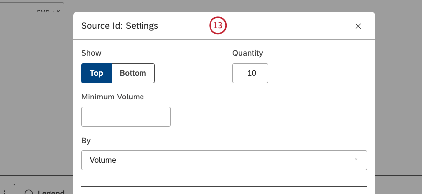 Configure the subset of data that should be included in that grouping for the report in the Settings window.