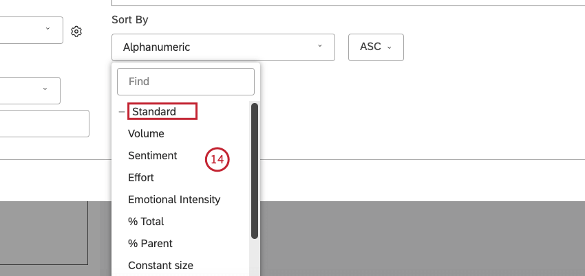 For Standard, sort by 1 of the available options