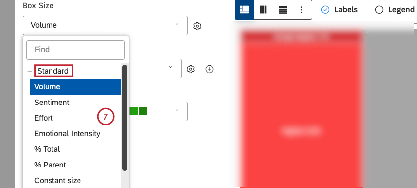 Sort the Standard metric by 1 of the available options