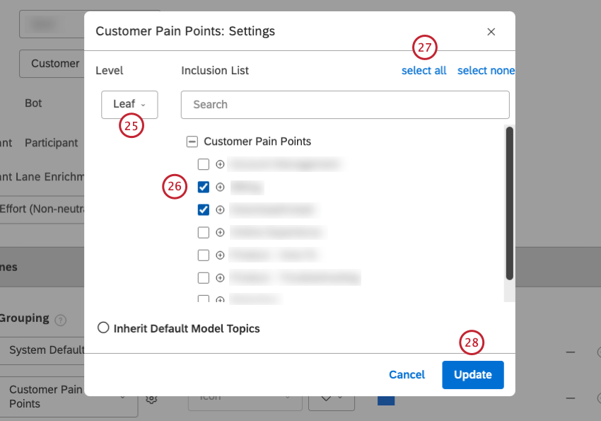 new window where you can configure settings