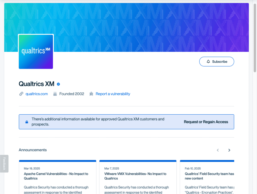 bILD der Homepage des Trust Centers mit aktuellen Meldungen