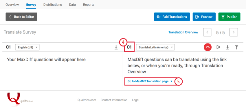 Selecciona la pregunta c1 y luego ve a la página de traducción maxdiff