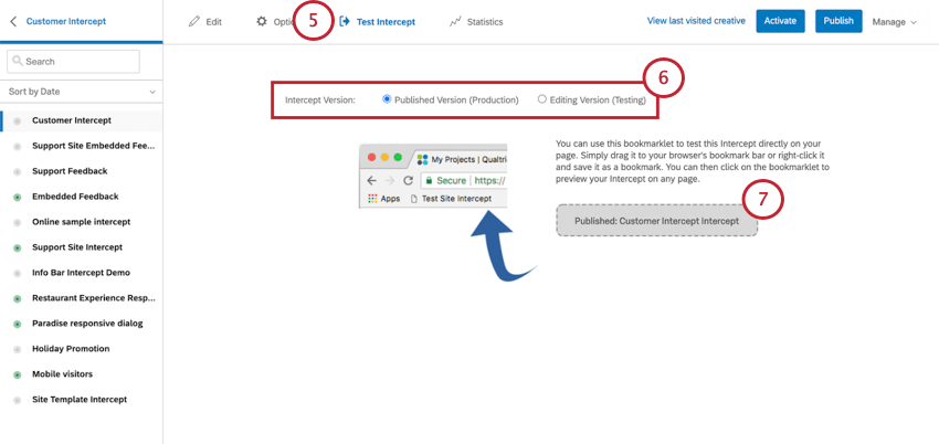 bookmarklet testen