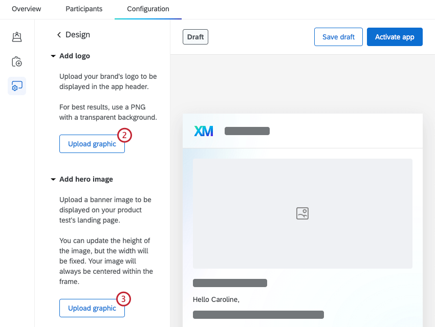 schaltflächen zum Hochladen von Grafiken in die App