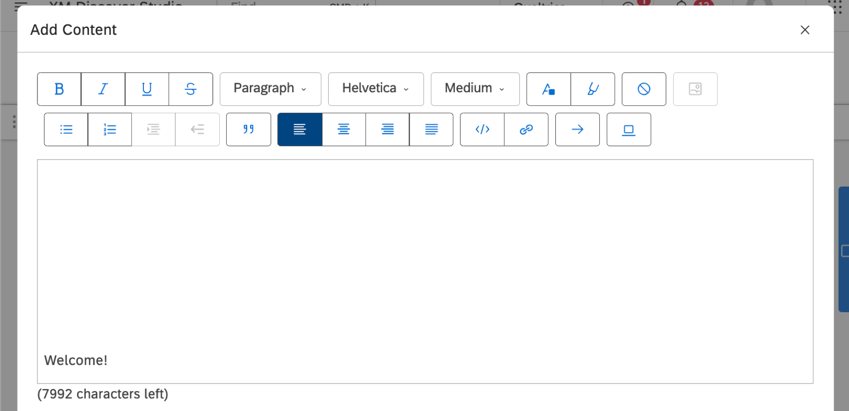 Welcome written at the very bottom of the text editor