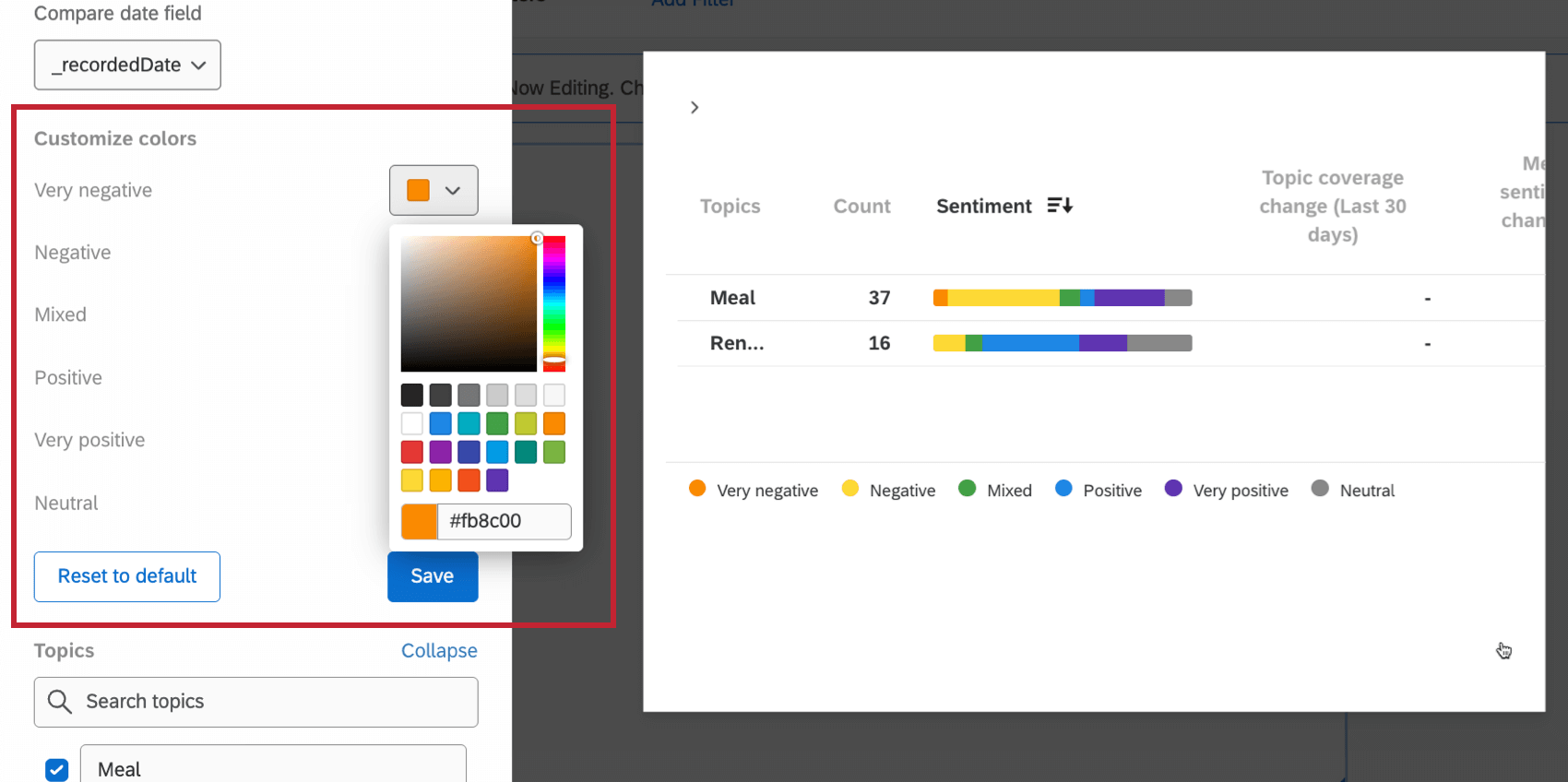 anpassen der Farben in einem Text iq Tabellen Widget