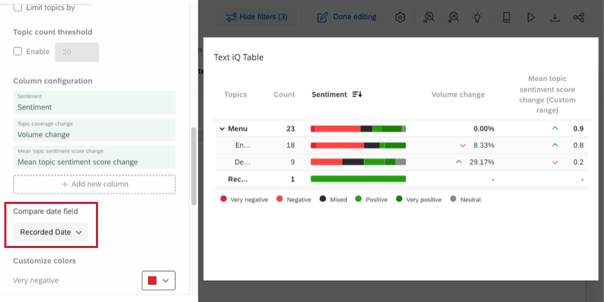 Select Date field appears in widget editor just below where you select the columns themselves