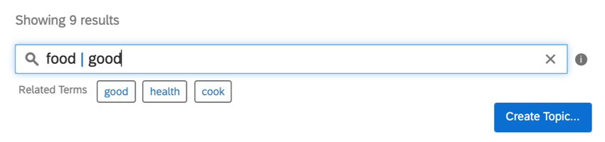 Related terms have been added to the search bar