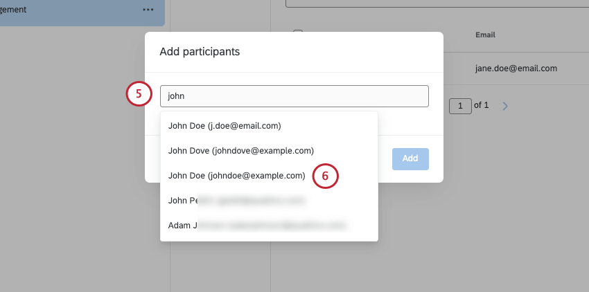 new window where you type to search users