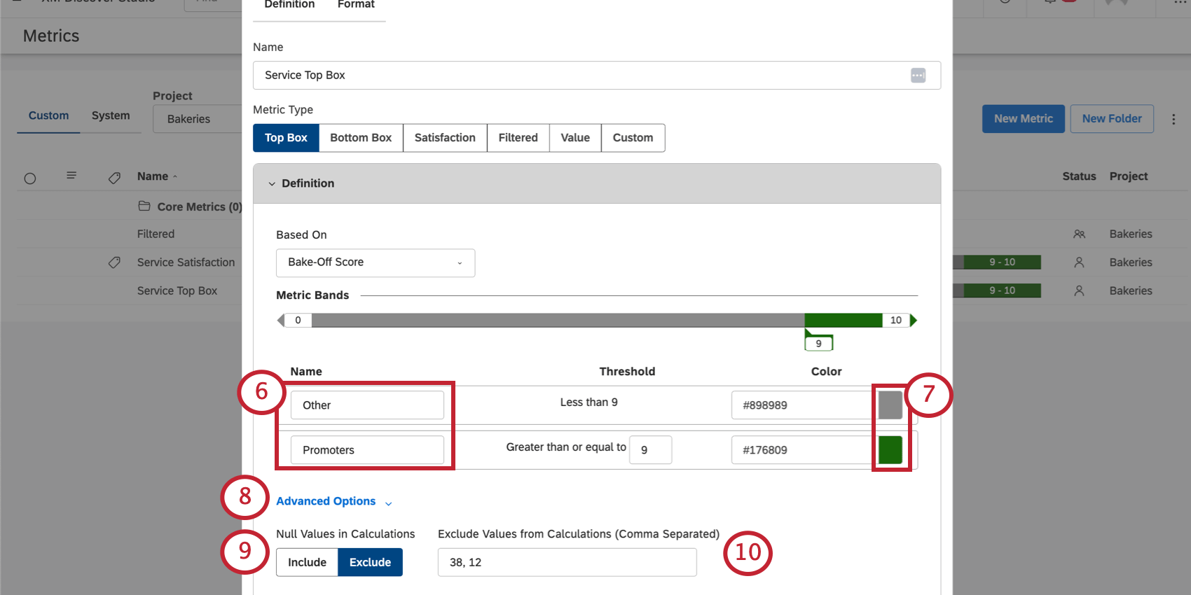 selezionare i colori per i segmenti