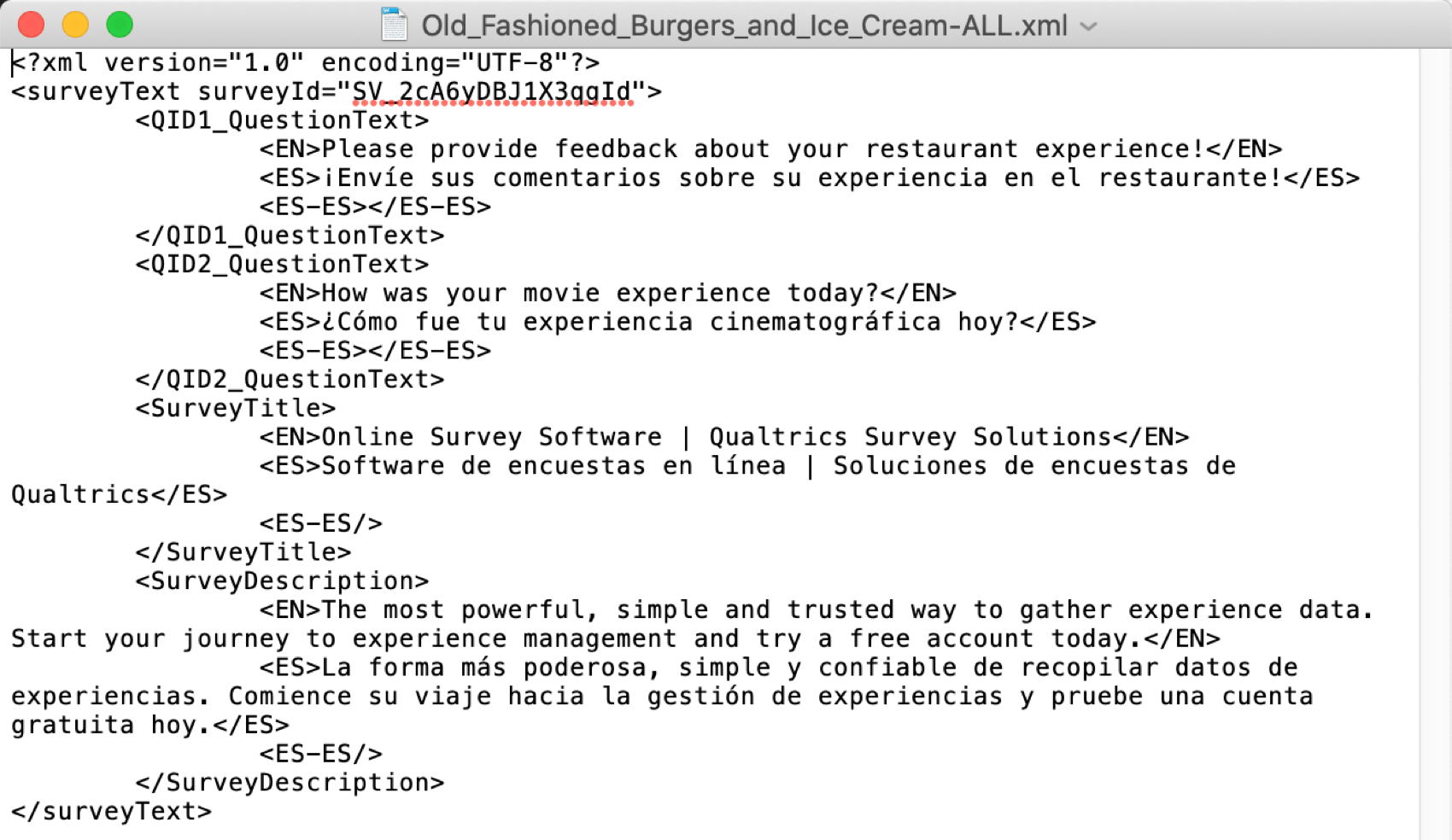 Un doc xml de traducciones