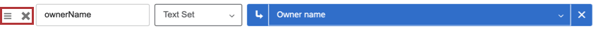 Icon like a hamburge for moving, X icon for deleting. Both show to left of a field when hovered over
