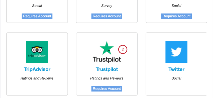 Trustpilotコネクターの選択