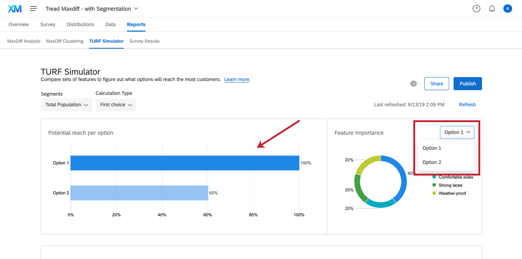 the bar chart at the top of the simulator. click a bar to see that package