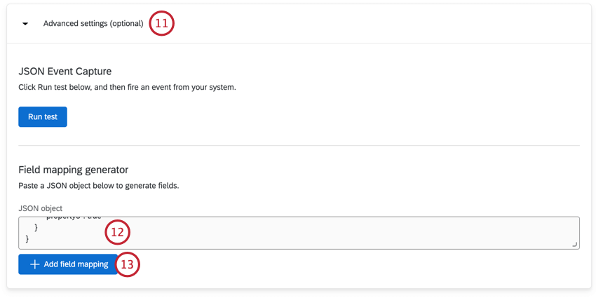 pasting the json payload in the qualtrics event