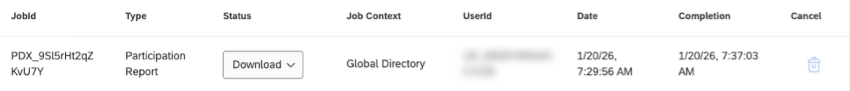 highlighting the download link in the status column
