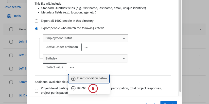 option to remove a condition