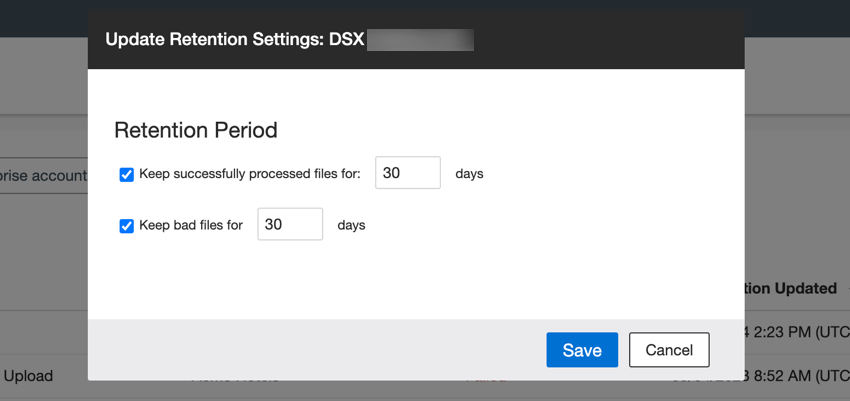 updating retention settings