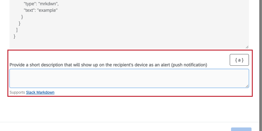 Creating a push alert notification for a block kit message
