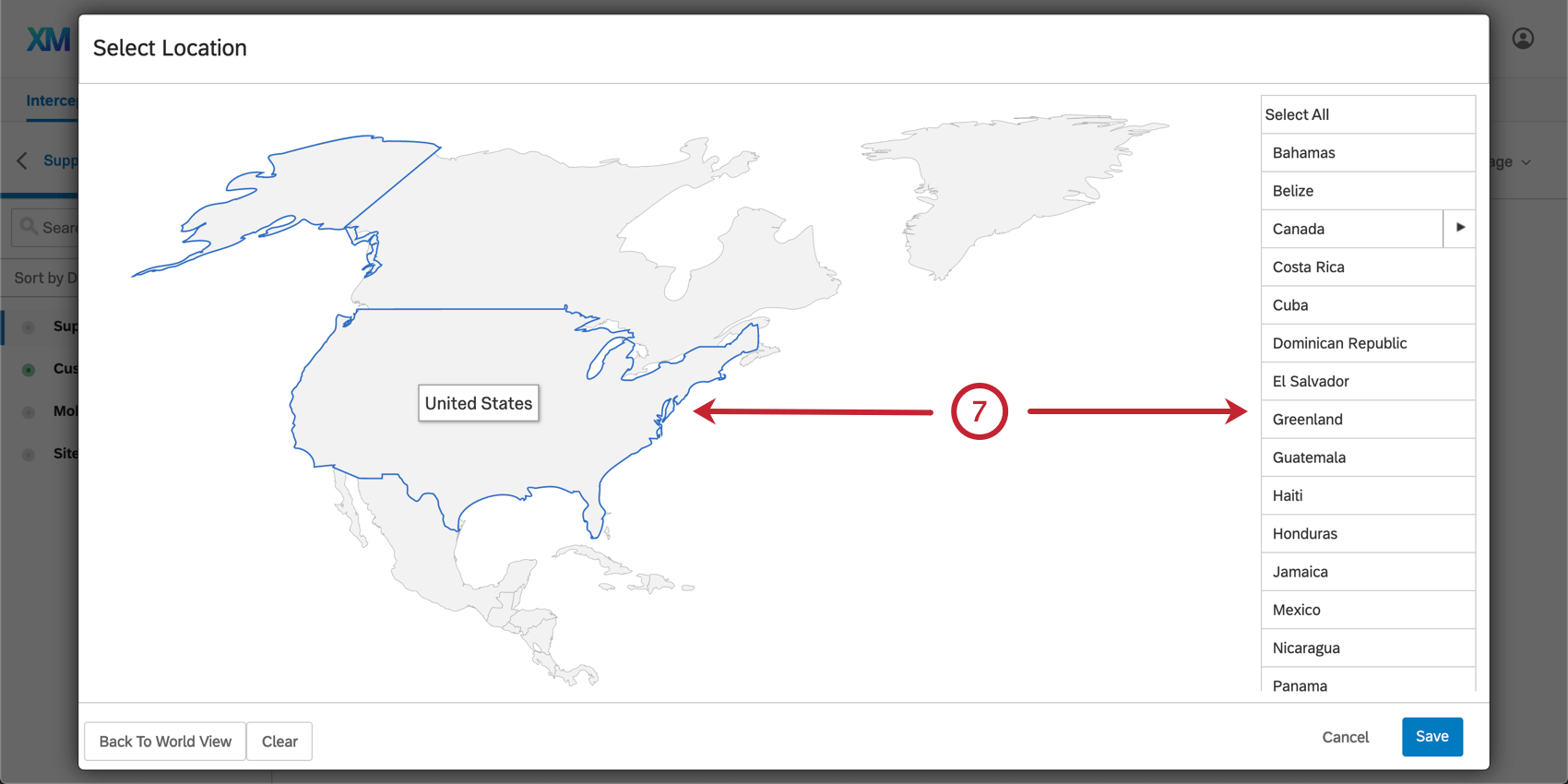 Grey-toned map of North American countries