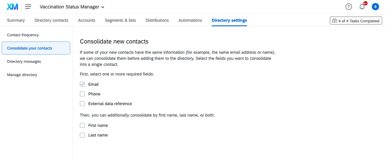 Immagine della sezione Consolida i tuoi contatti delle impostazioni della directory