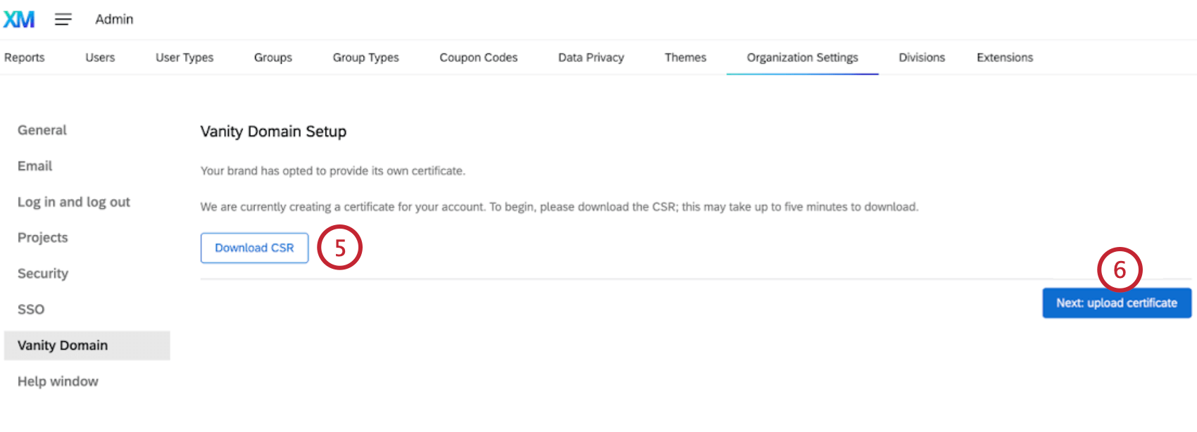 vanity domain setup options for using your own certificate
