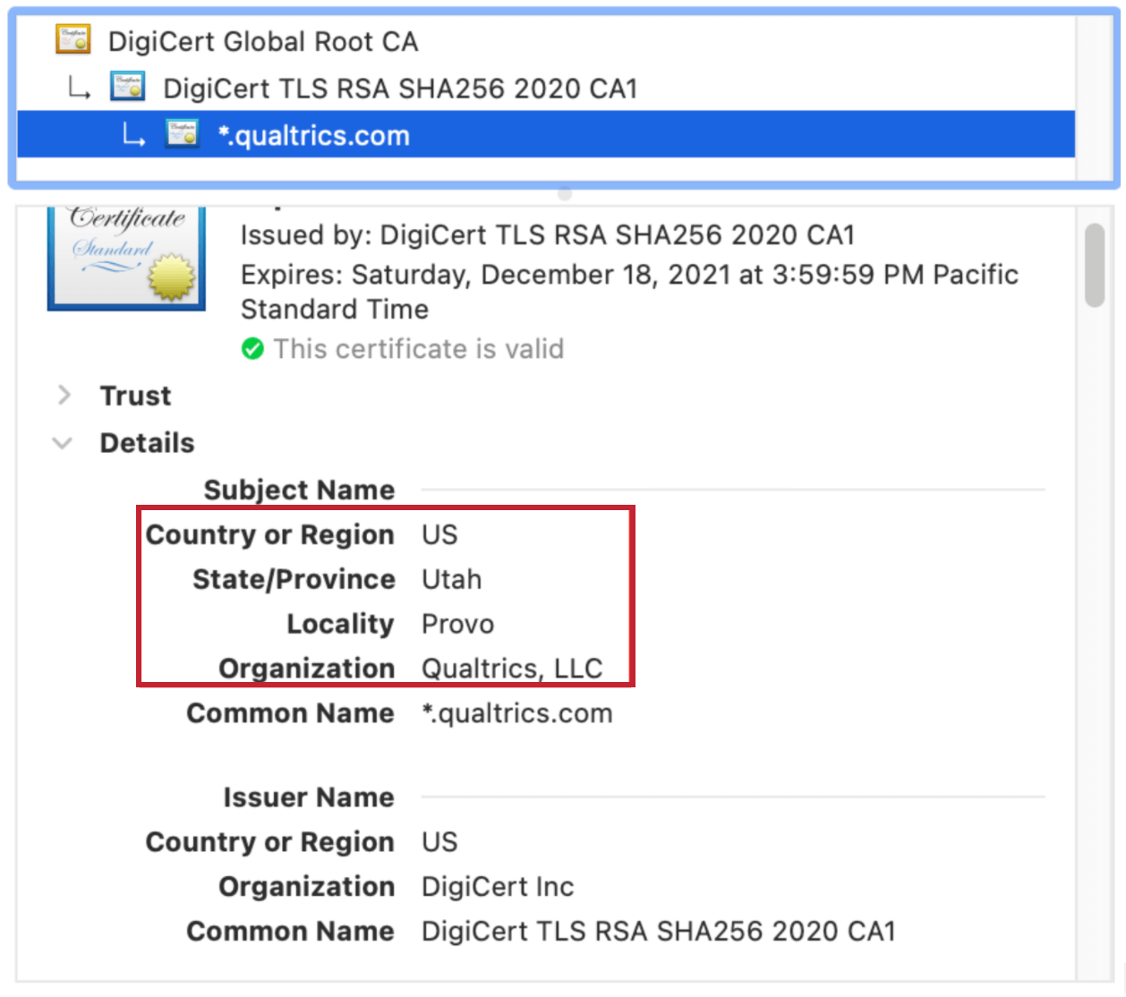 TLS Certificate example