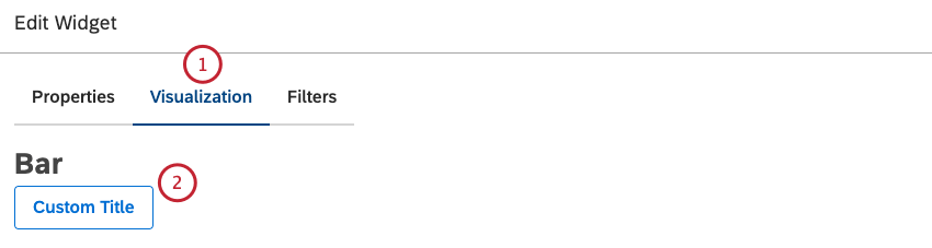 Select the Visualization tab. To enter your own widget title, click Custom title.