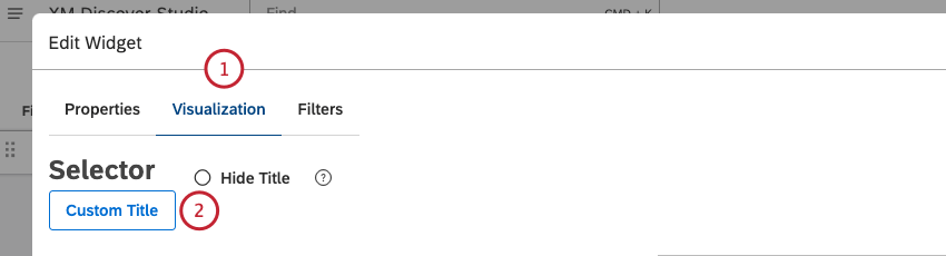 Select the Visualization tab. To enter your own report title, click Custom title.