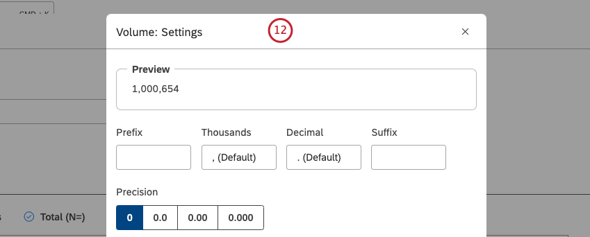 Depending on the calculation selected, you can define different settings.
