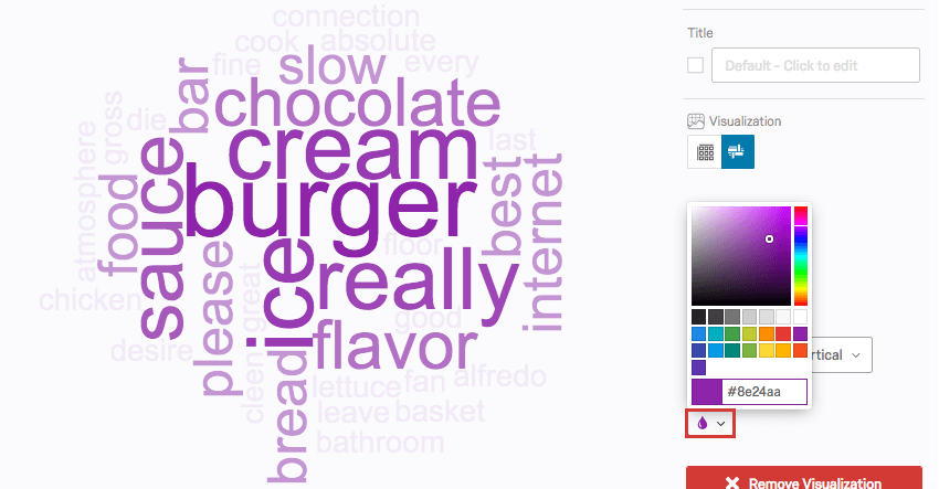 drop button allows you to change the color of the words