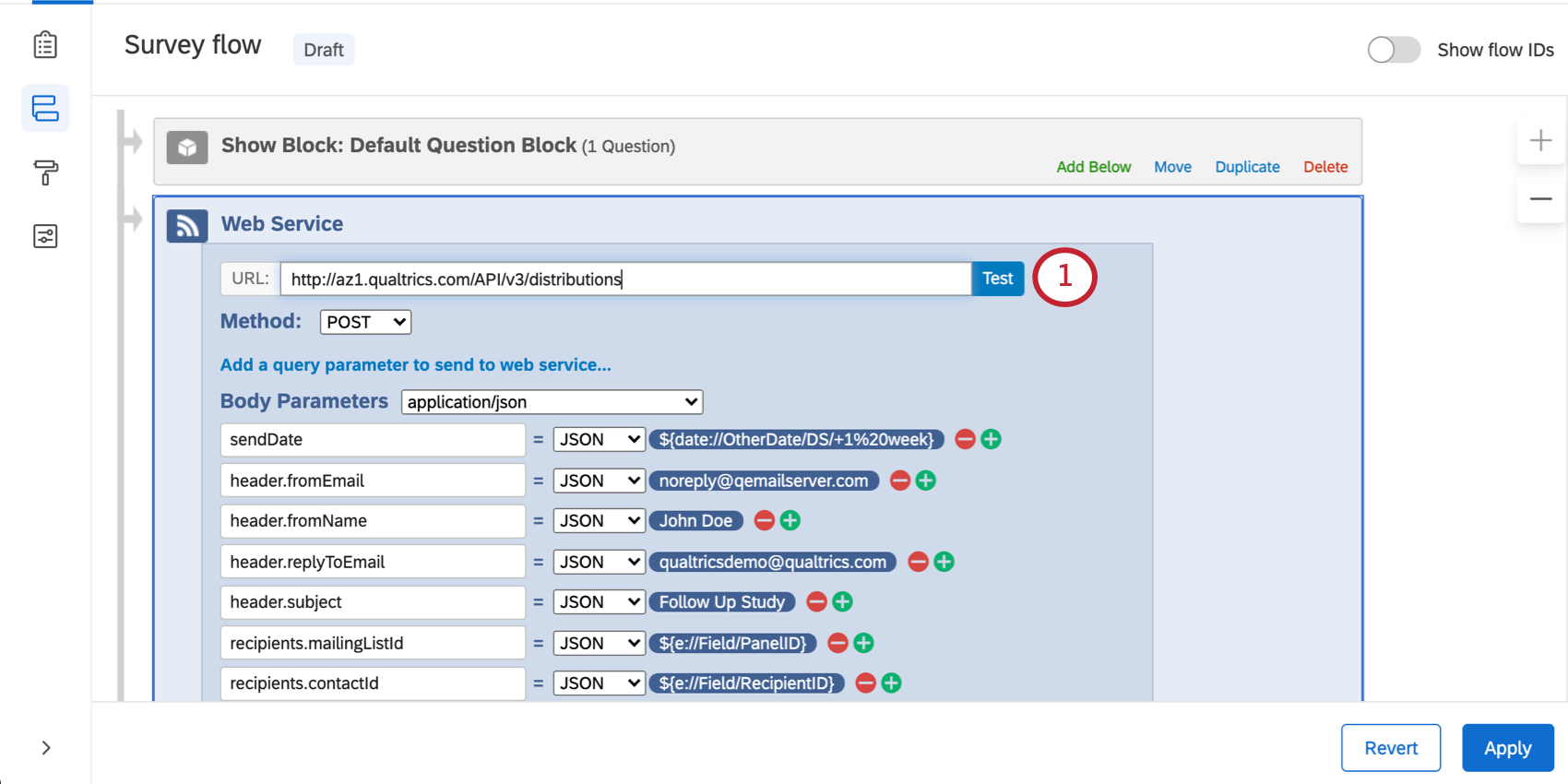 Test URL button next to the URL field