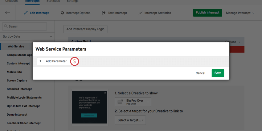 Web service is selected and a URL is pasted in.