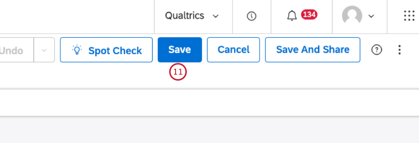 save button in dashboard