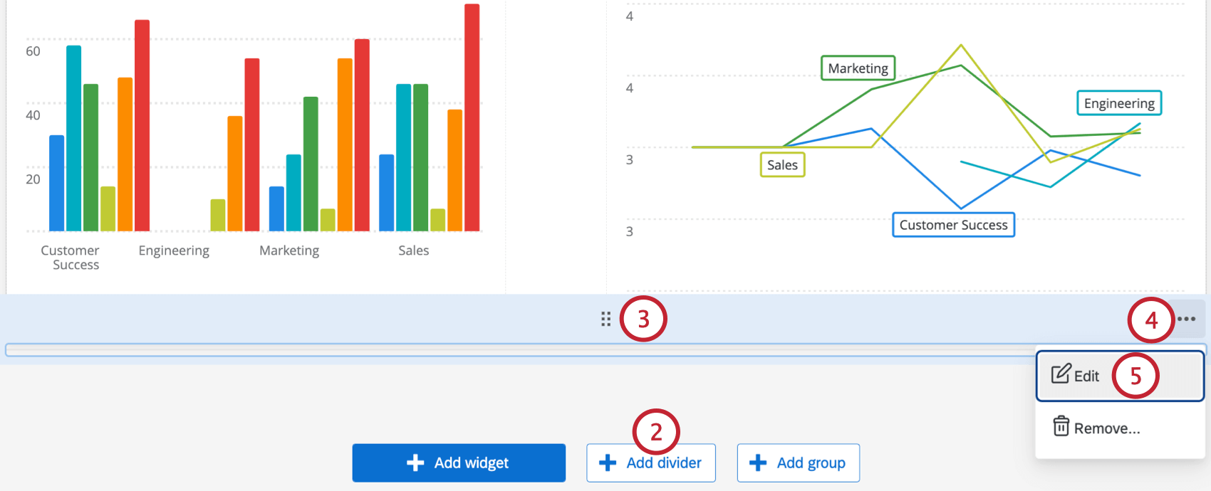options to add a widget divider at the bottom of the page