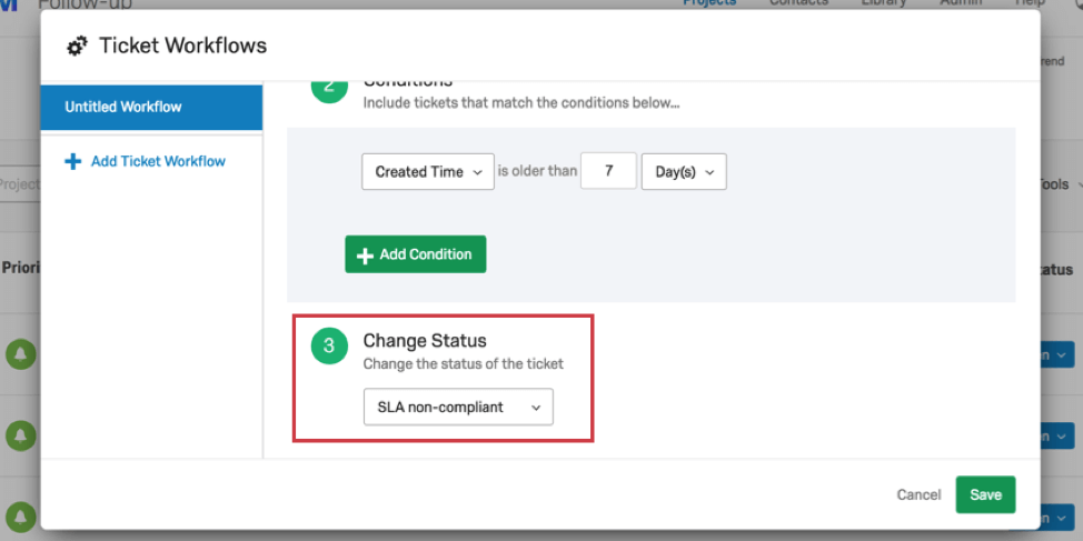 Change Status SLA non compliant