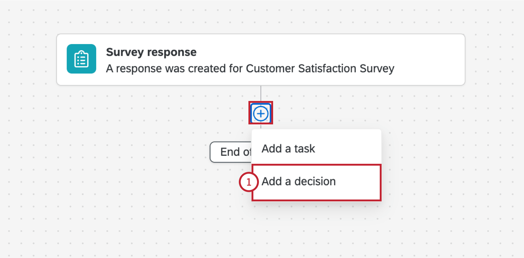 clicking "add a decision" in a workflow