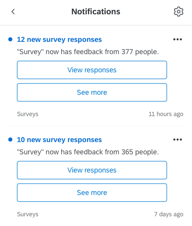 il feed di notifica che visualizza le notifiche
