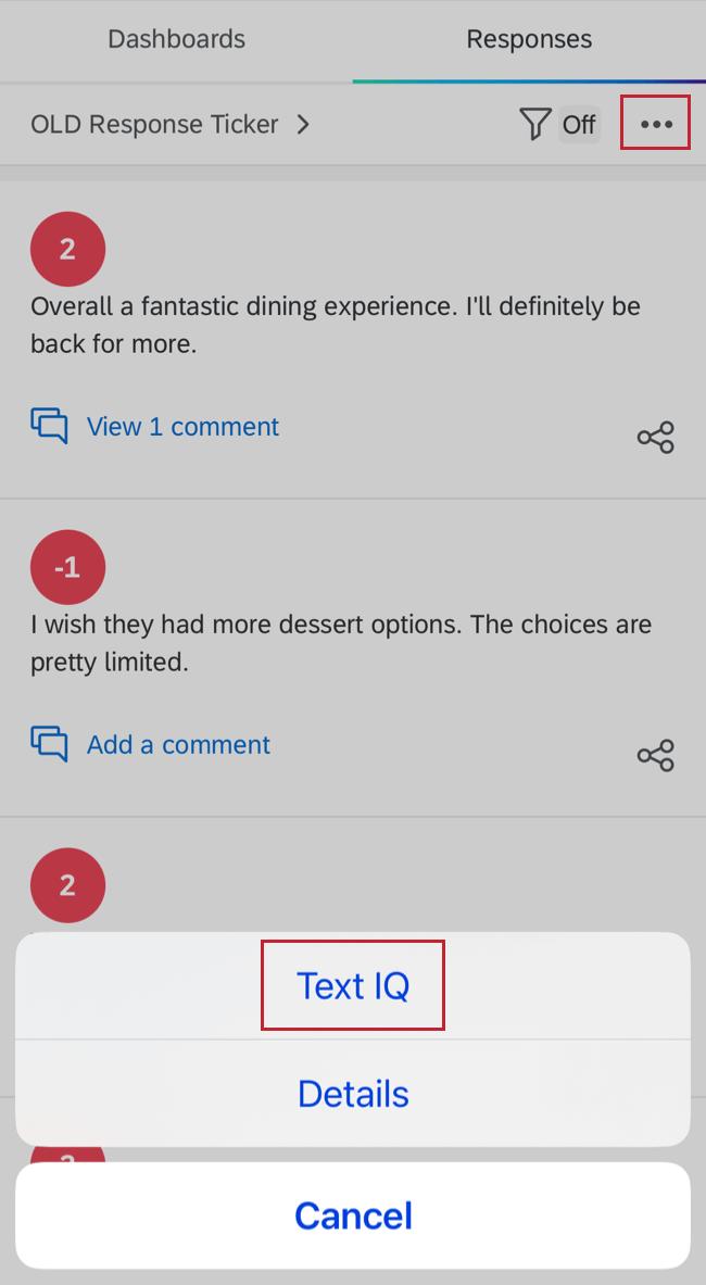 accès au Text iq en cliquant sur longlet "Réponses"