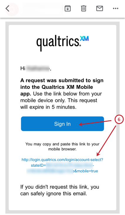 die Anmeldedrucktaste in der E-Mail